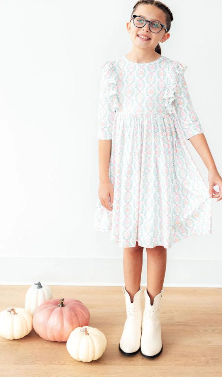 Pumpkin Kisses & Harvest Wishes 3/4 Sleeve Twirlee Dress