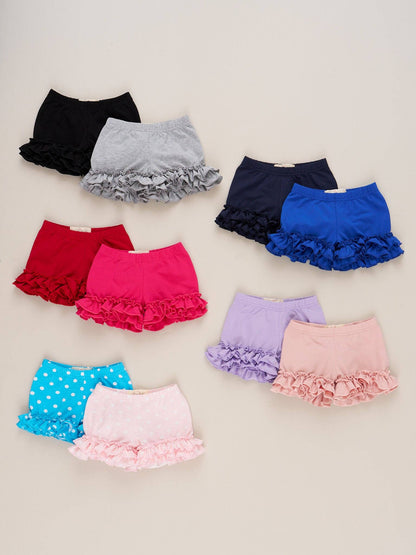 Cotton Ruffle Hem Shorts - Navy: 6YRS
