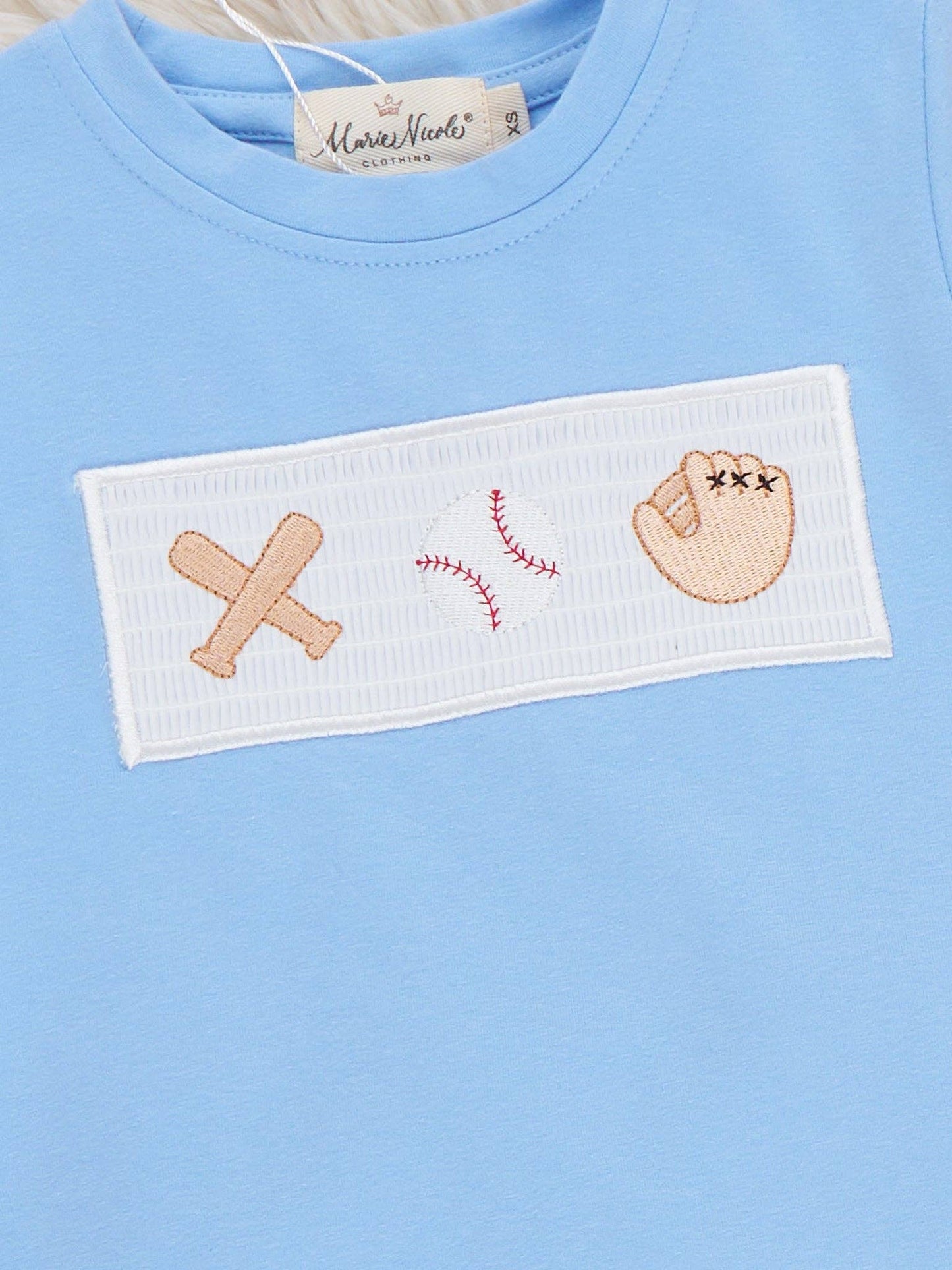 Home Run Batter Smocked Cotton Outfit: (5yrs)