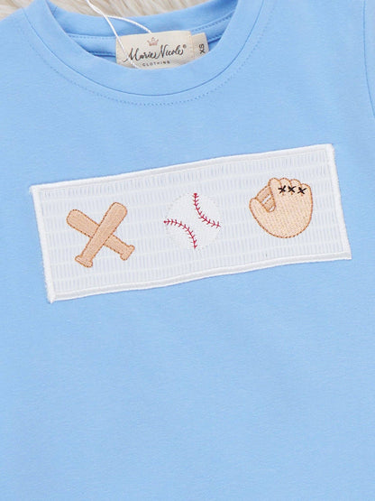 Home Run Batter Smocked Cotton Outfit: (5yrs)