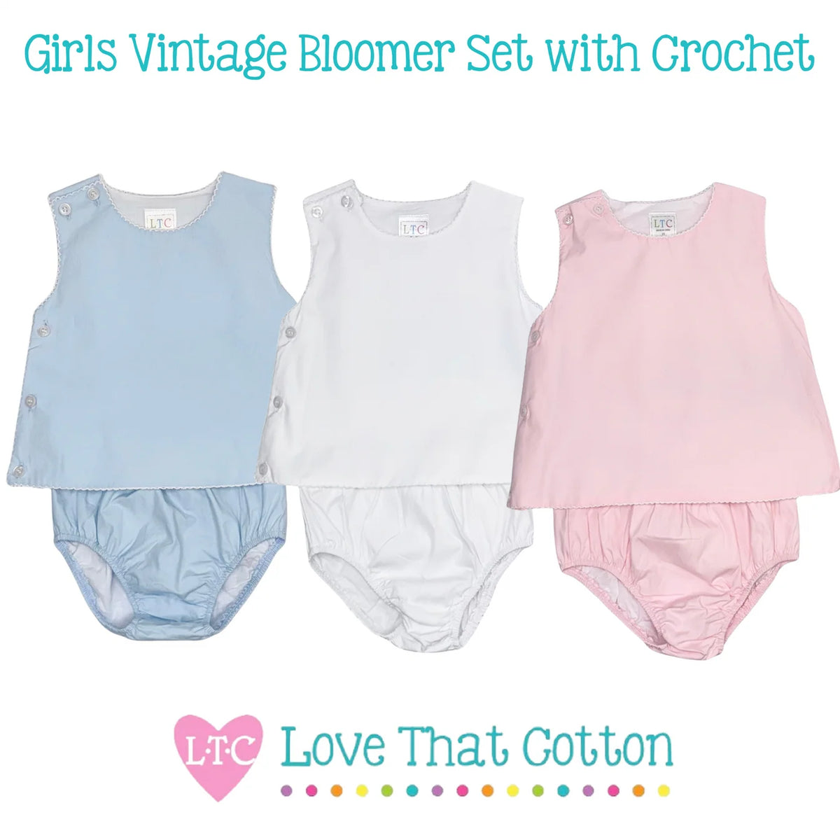 Girls Vintage Bloomer Set with Crochet