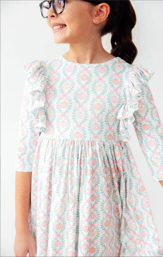 Pumpkin Kisses & Harvest Wishes 3/4 Sleeve Twirlee Dress