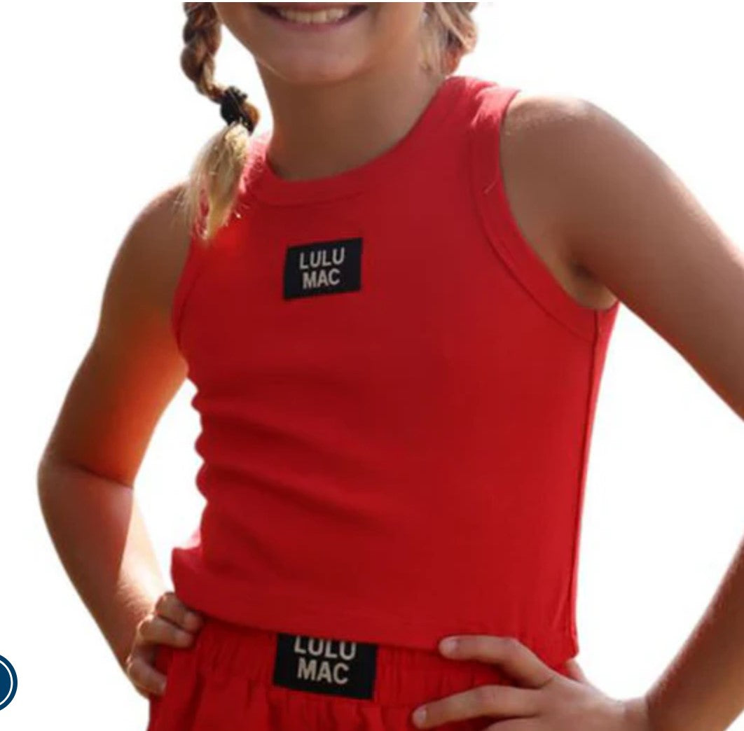 Girls Red Solid Tank