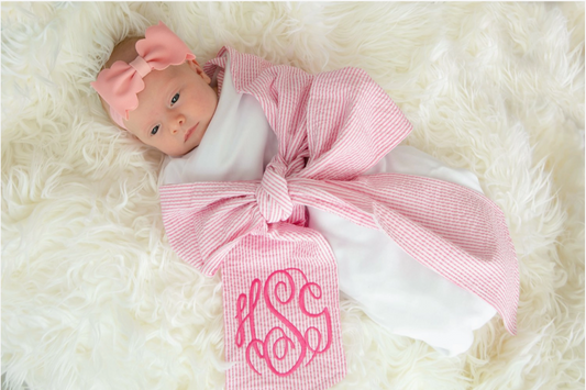 Seersucker Baby Swaddle Blanket - Pink