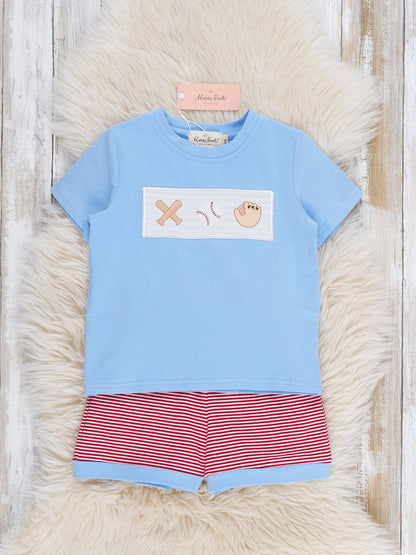 Home Run Batter Smocked Cotton Outfit: (5yrs)