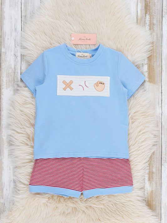 Home Run Batter Smocked Cotton Outfit: (5yrs)