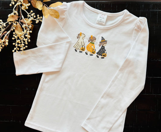 Girls Long Sleeve Shirt - with Halloween Girls